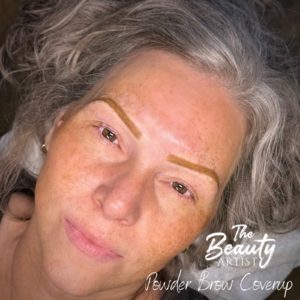 Example of powder brow coverup