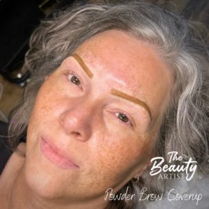 Example of powder brow coverup