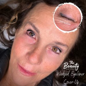 Wedged eyeliner cover-up with old eyeliner